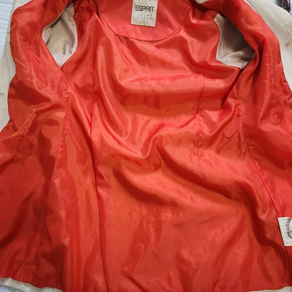 Esprit Cream Belted Hooded Trench Coat Light Jacket Size Small - Picture 8 of 10